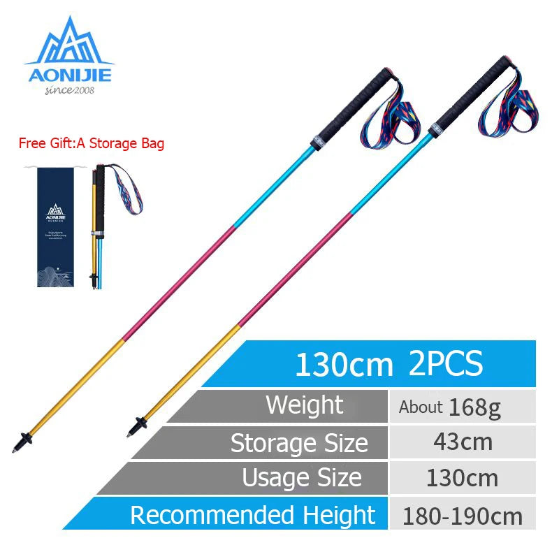 2pcs AONIJIE Z-Pole Folding Ultralight Quick Lock Trekking Poles Hiking Pole Race Running Walking Stick Carbon Fiber