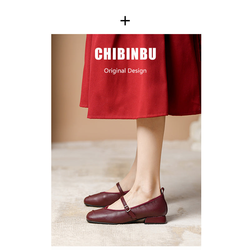 Genuine Leather French Ballet Flats Women's 2025 Spring New Arrival Flats Mary Jane Shoes Flats Square Toe Low Heel Small Leather Shoes
