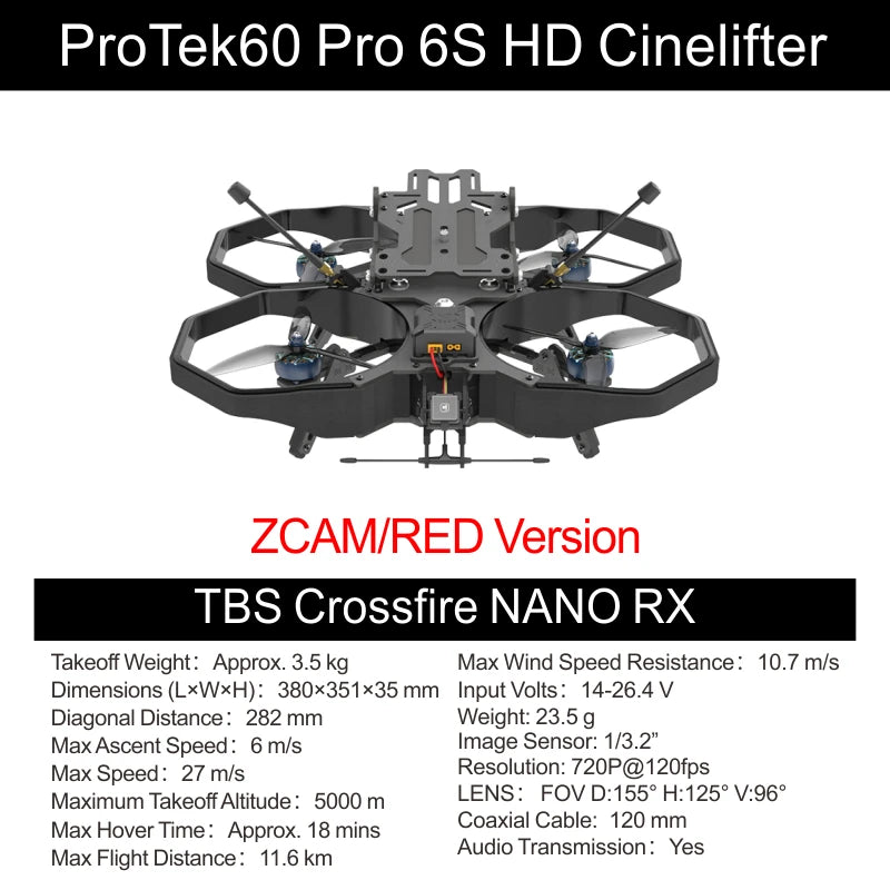Iflight FPV ProTek60 Pro 6S HD Professional Film Action Cameras 27 m/s 1/3.2”Sensor 4K FULL HD DJI O3 Anti 155°Ultra-Wide Angle