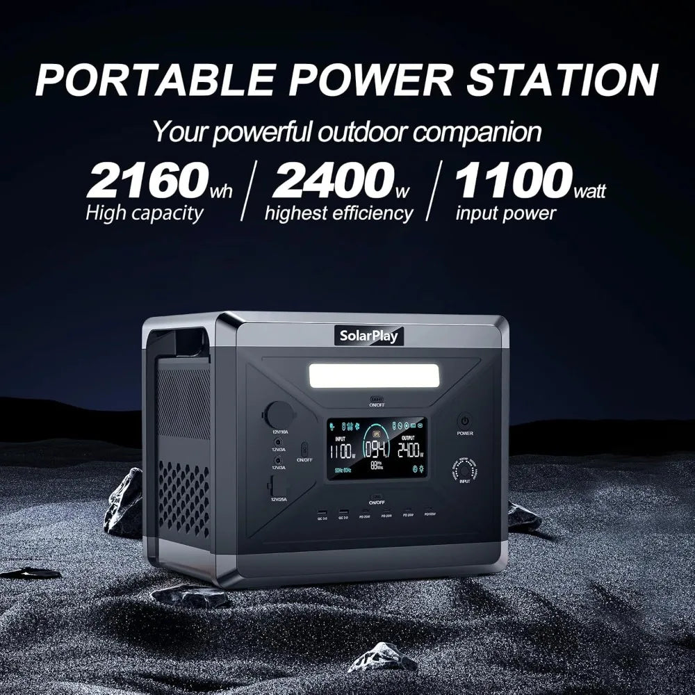 2400W/2160Wh Portable Power Station, Solar Generator with 4 AC Outlets (4800W Peak), Optional Solar Panel