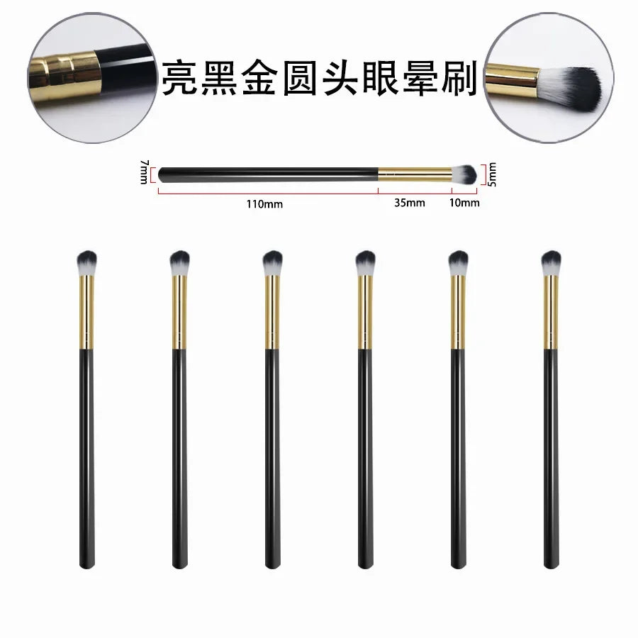 2 Pcs Soft Hair Eye Shadow Brush Black Gold Tube Double Hair Eye Smudge Brush Makeup Brush Makeup Tools Beauty Cosmetics
