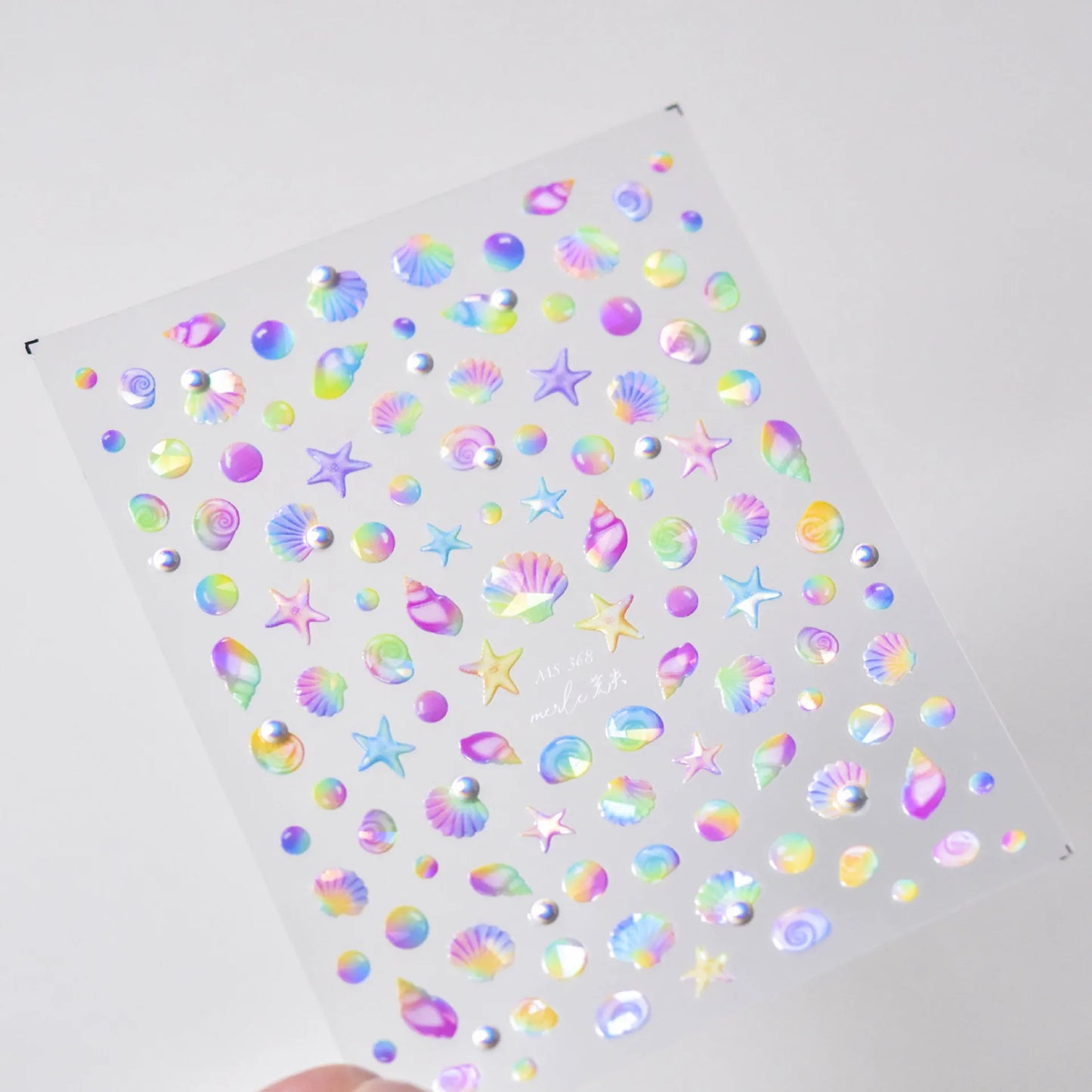 1Sheet Shell Light Nail Sticker 5D Cute Jelly Dream Water Bubble Dolphin Sticker Press On Nails Japanese Nail Decorations Decals