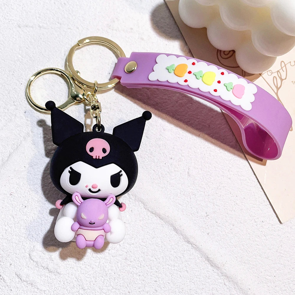 Sanrio Kuromi My Melody Keychain Cute Hello Kitty Cinnamoroll Bag Pendant Car Keyring Kawaii Anime Accessories Children's Toys