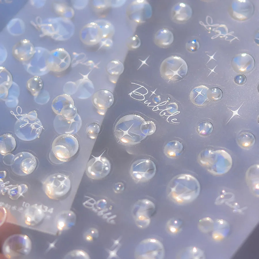 1Sheet Shell Light Nail Sticker 5D Cute Jelly Dream Water Bubble Dolphin Sticker Press On Nails Japanese Nail Decorations Decals