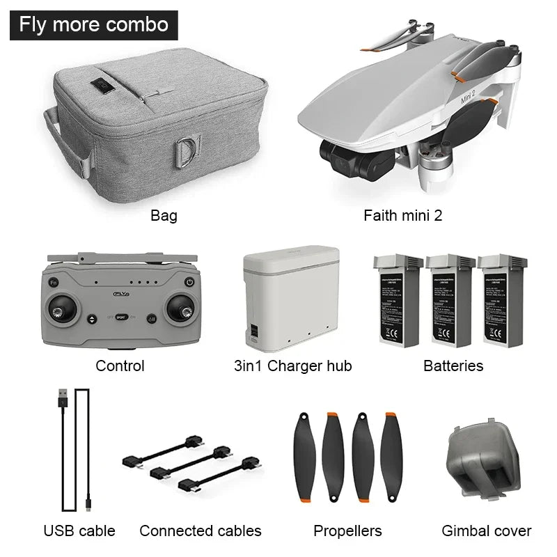 Faith Mini 2 Drone Combo with 4K HD Camera 2 batteries And Charging Hub 3-Axis Gimbal 5KM 28mins Quadcopter Professional Drone