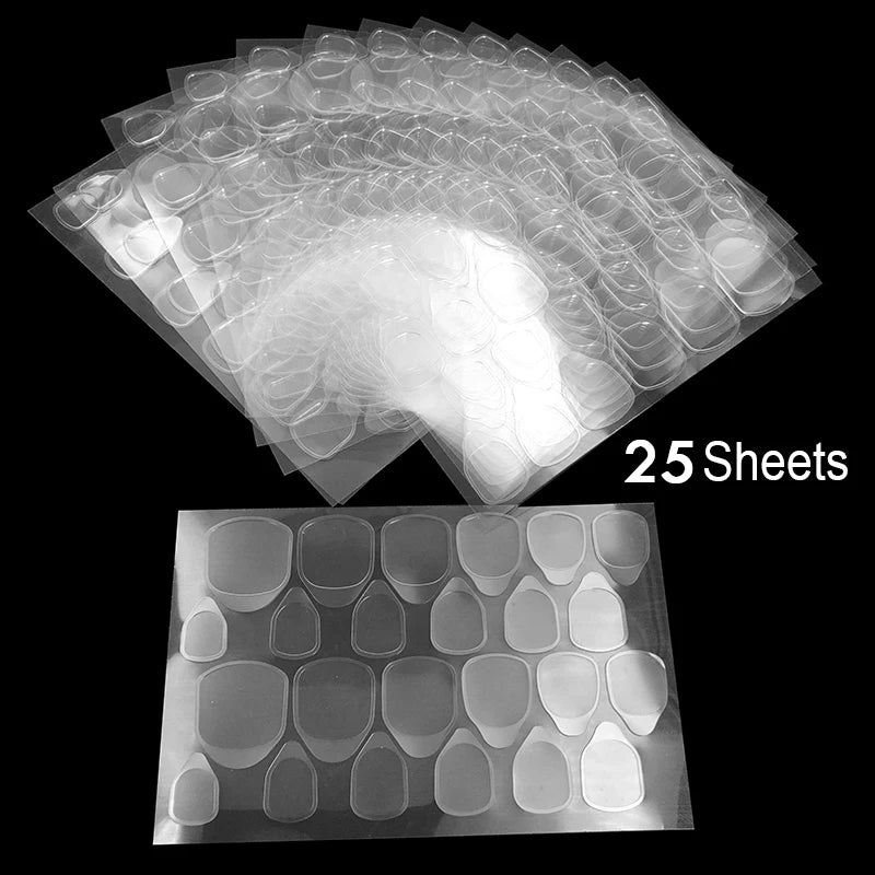 25 Sheets 24/600pcs Double Sided False Nail Art Adhesive Tape Glue Sticker DIY Tips Fake Nail Acrylic Manicure Gel Makeup Tools