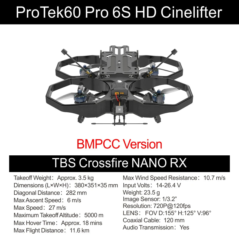 Iflight FPV ProTek60 Pro 6S HD Professional Film Action Cameras 27 m/s 1/3.2”Sensor 4K FULL HD DJI O3 Anti 155°Ultra-Wide Angle