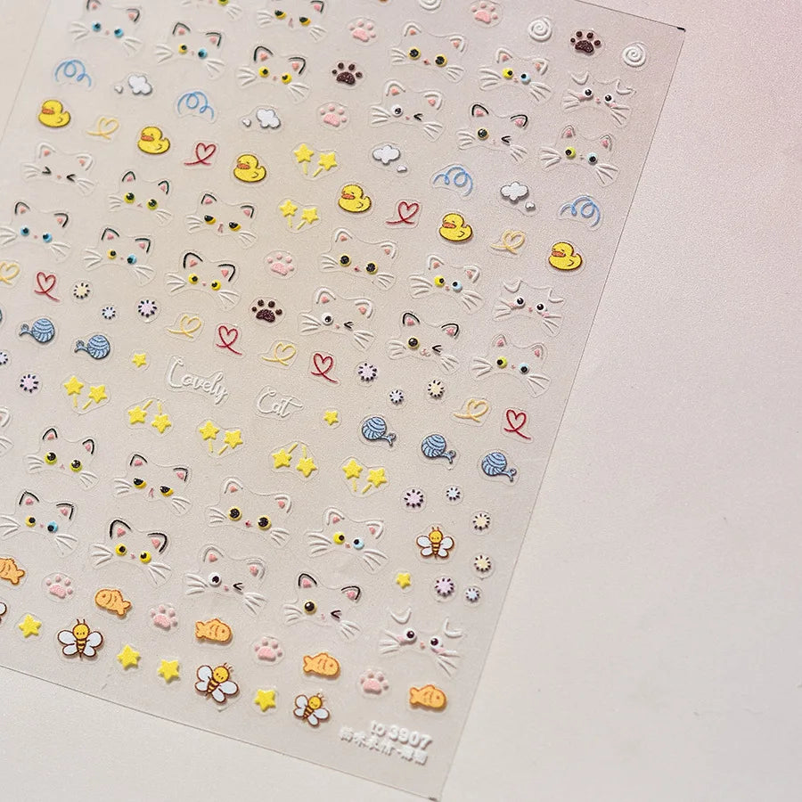 1Sheet Shell Light Nail Sticker 5D Cute Jelly Dream Water Bubble Dolphin Sticker Press On Nails Japanese Nail Decorations Decals