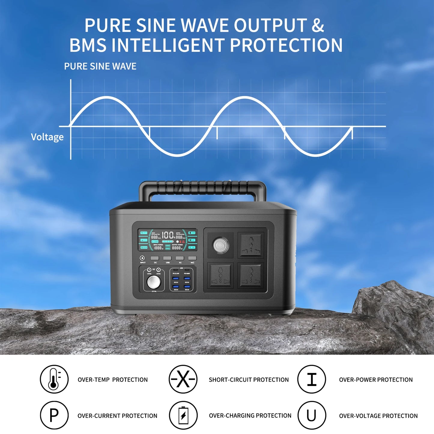 Nigeria Pakistan Warehouse 1000wh High Power Lithium Battery Portable Solar Generators Backup Power Station Outdoor Indoor Use