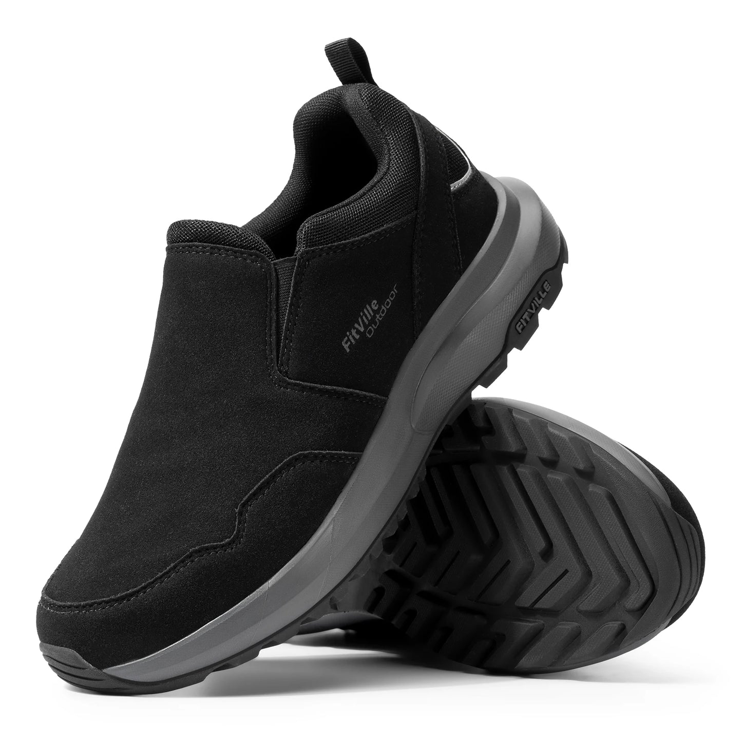 FitVille Men's Shoes Wide Hiking Comfortable Slip on Loafers Go Walking and Trekking Trails Sneakers with Arch Support