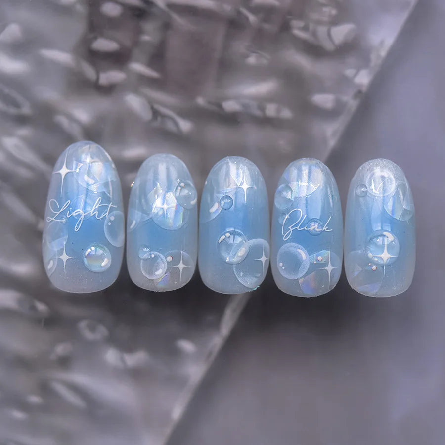 1Sheet Shell Light Nail Sticker 5D Cute Jelly Dream Water Bubble Dolphin Sticker Press On Nails Japanese Nail Decorations Decals