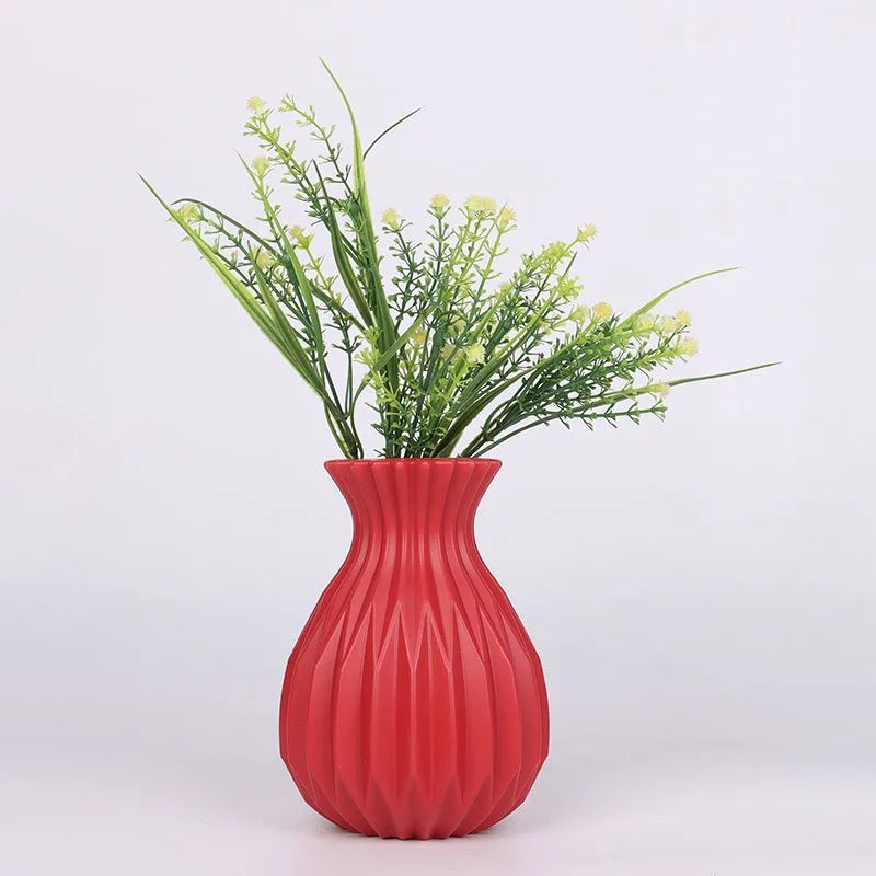 Nordic White Plastic Flower Vase, Small Hydroponic Planter for Living Room Home Decor, Modern Wedding Centerpiece Table Decorati