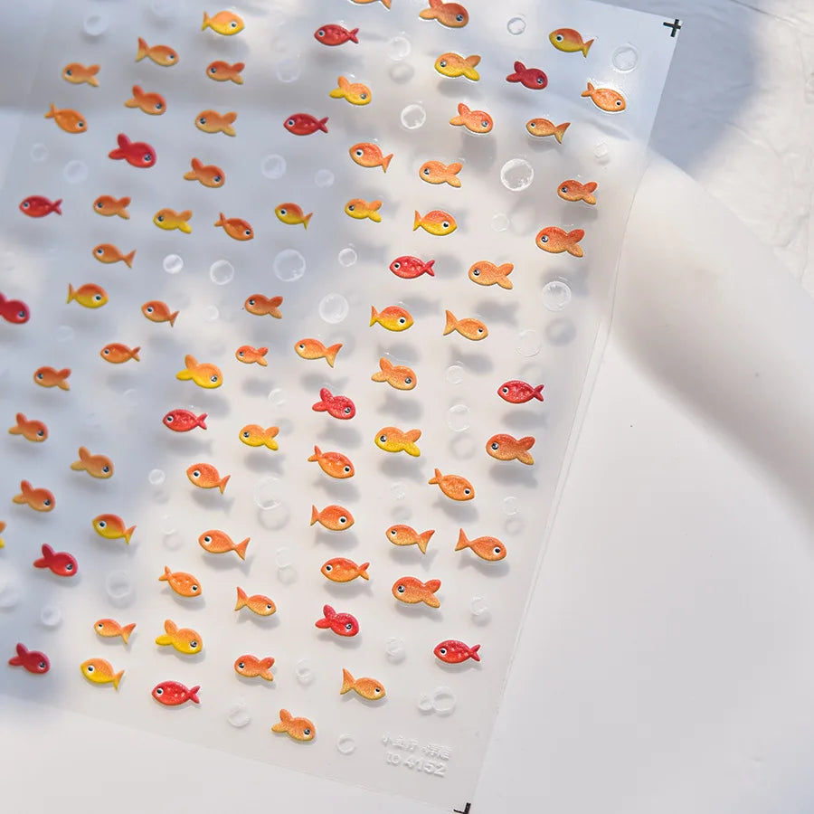 1Sheet Shell Light Nail Sticker 5D Cute Jelly Dream Water Bubble Dolphin Sticker Press On Nails Japanese Nail Decorations Decals