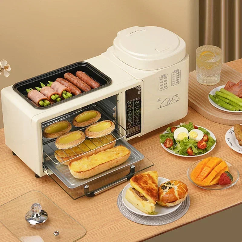 220V Multifunctional Breakfast Machine 4-in-1 Fried Hot Pot Electric Oven Household Rice Cooker Toaster Sandwich Machine
