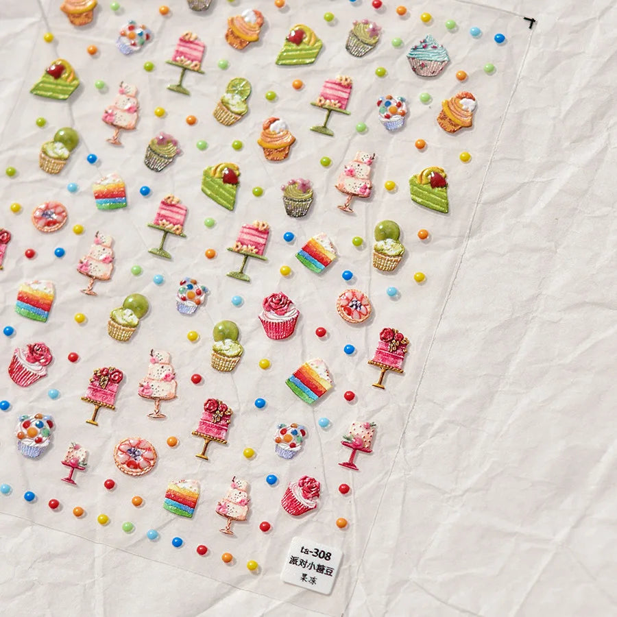 1Sheet Shell Light Nail Sticker 5D Cute Jelly Dream Water Bubble Dolphin Sticker Press On Nails Japanese Nail Decorations Decals