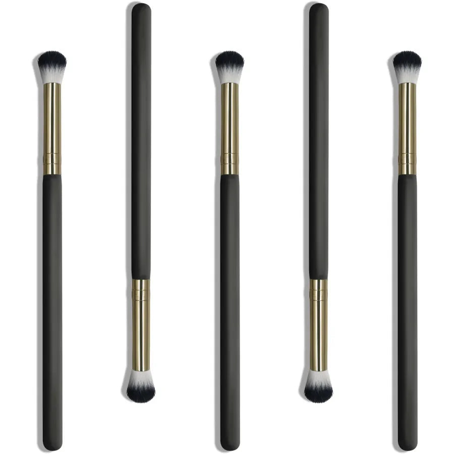 2 Pcs Soft Hair Eye Shadow Brush Black Gold Tube Double Hair Eye Smudge Brush Makeup Brush Makeup Tools Beauty Cosmetics