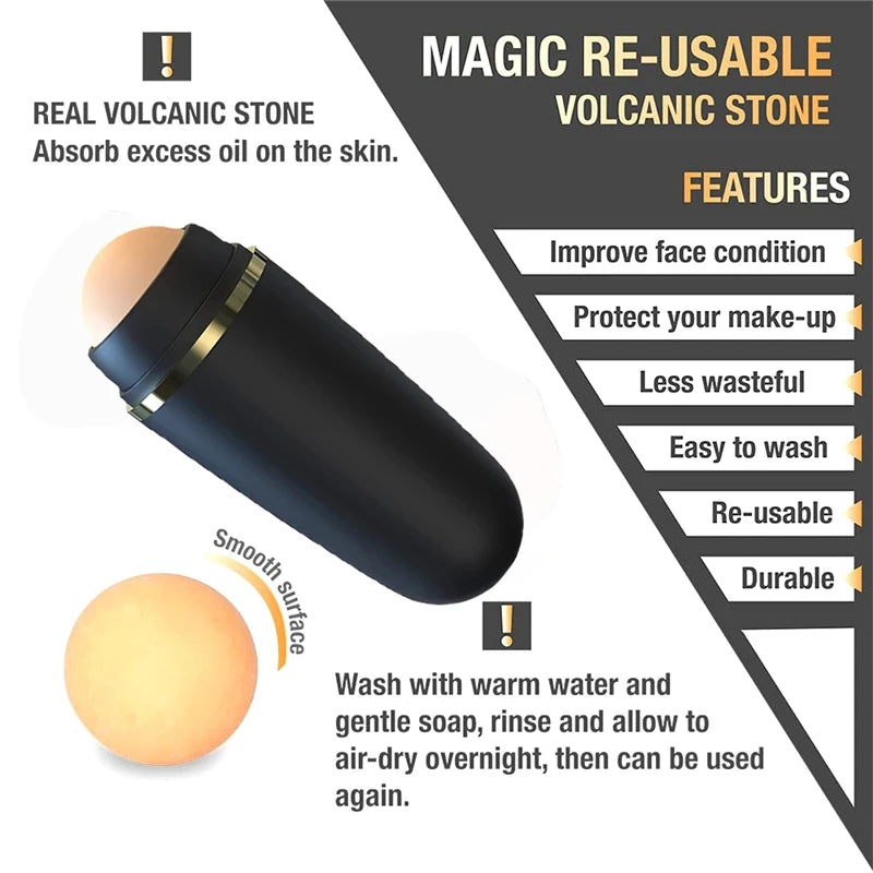 Face Oil Absorbing Roller Skin Care Tool Volcanic Stone Oil Absorber Washable Facial Oil Removing Care Skin Makeup Tools