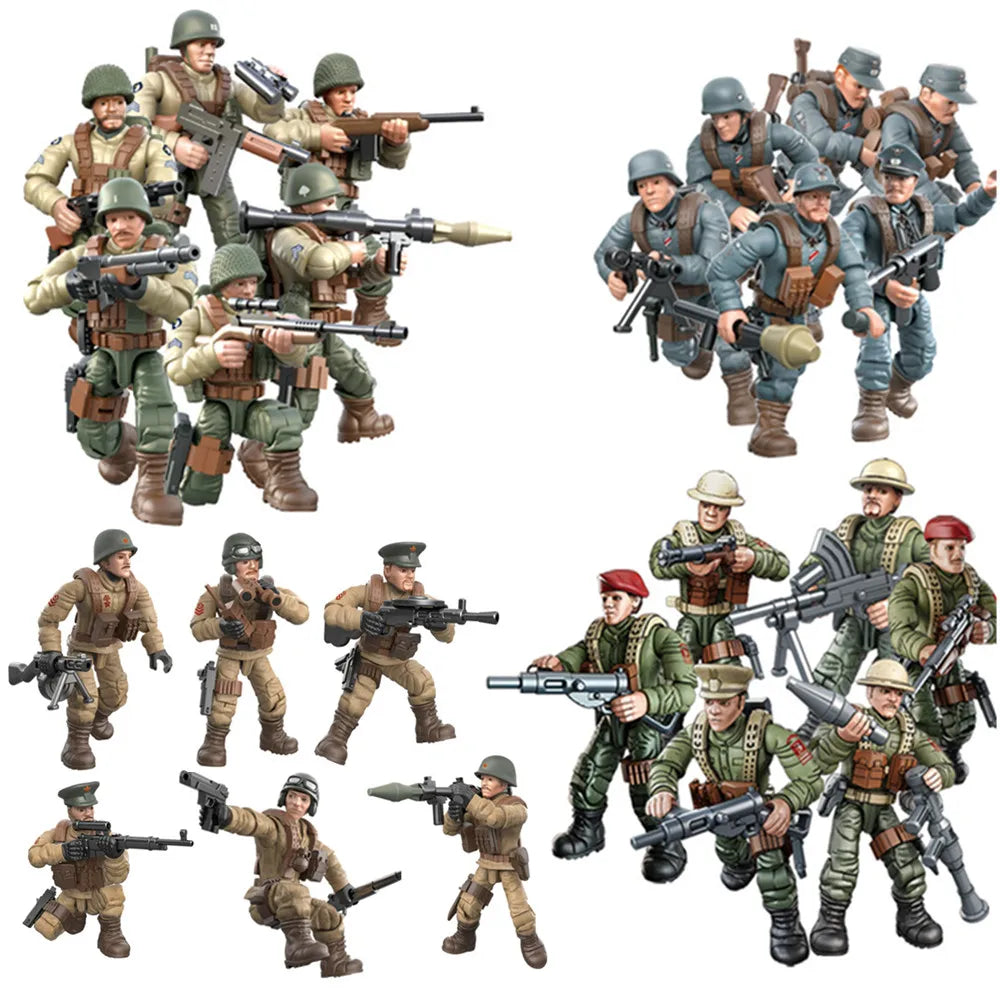2024 World War 2 WW2 Army Military Soldiers SWAT Special Force Figures Model Building Blocks Bricks Children's Toys Gift