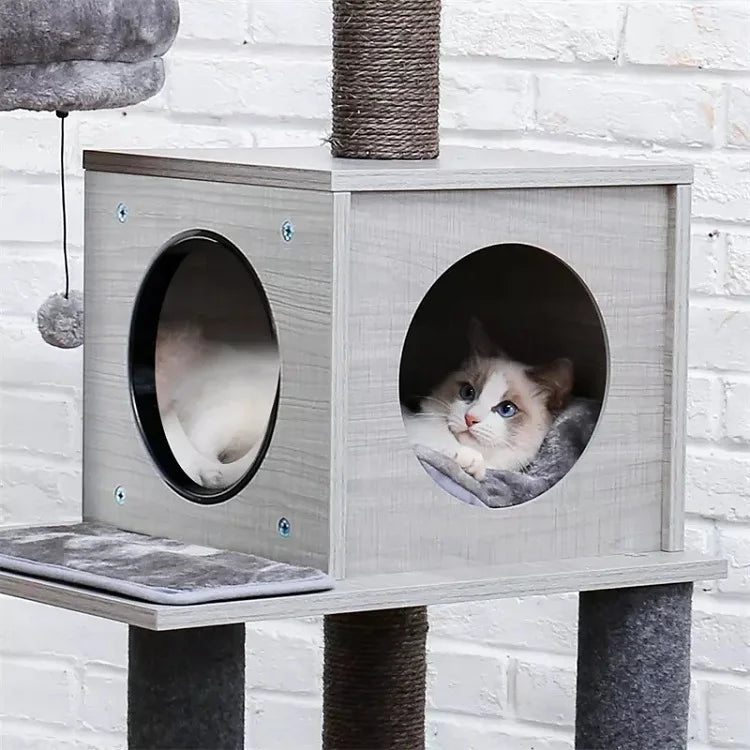 Canada Hot Sale Cat Tree Tower With Two Condos Scratching Post For Large Cats