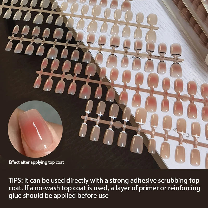 30 pcs Jelly Blusher Press on Nails with 1 Jelly Gel Set Nude Pink French Wearable Acrylic Fake Nails Full Cover Flase Nail Tips