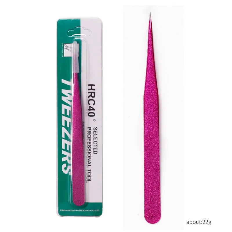 Double-Ended Eyelashes Extension Tweezers Makeup Tools Nail Art Tweezers with Silicone Pressing Head Nail Stickers Pick Up Clip