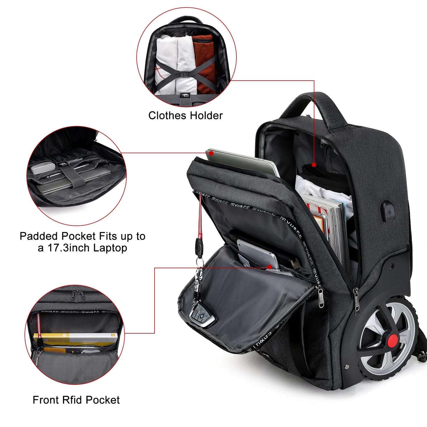 Travel Bag on Wheels Trolley Backpack Business Large Luggage Travel Suitcase Bag Waterproof Rolling Luggage For Women Men Teens