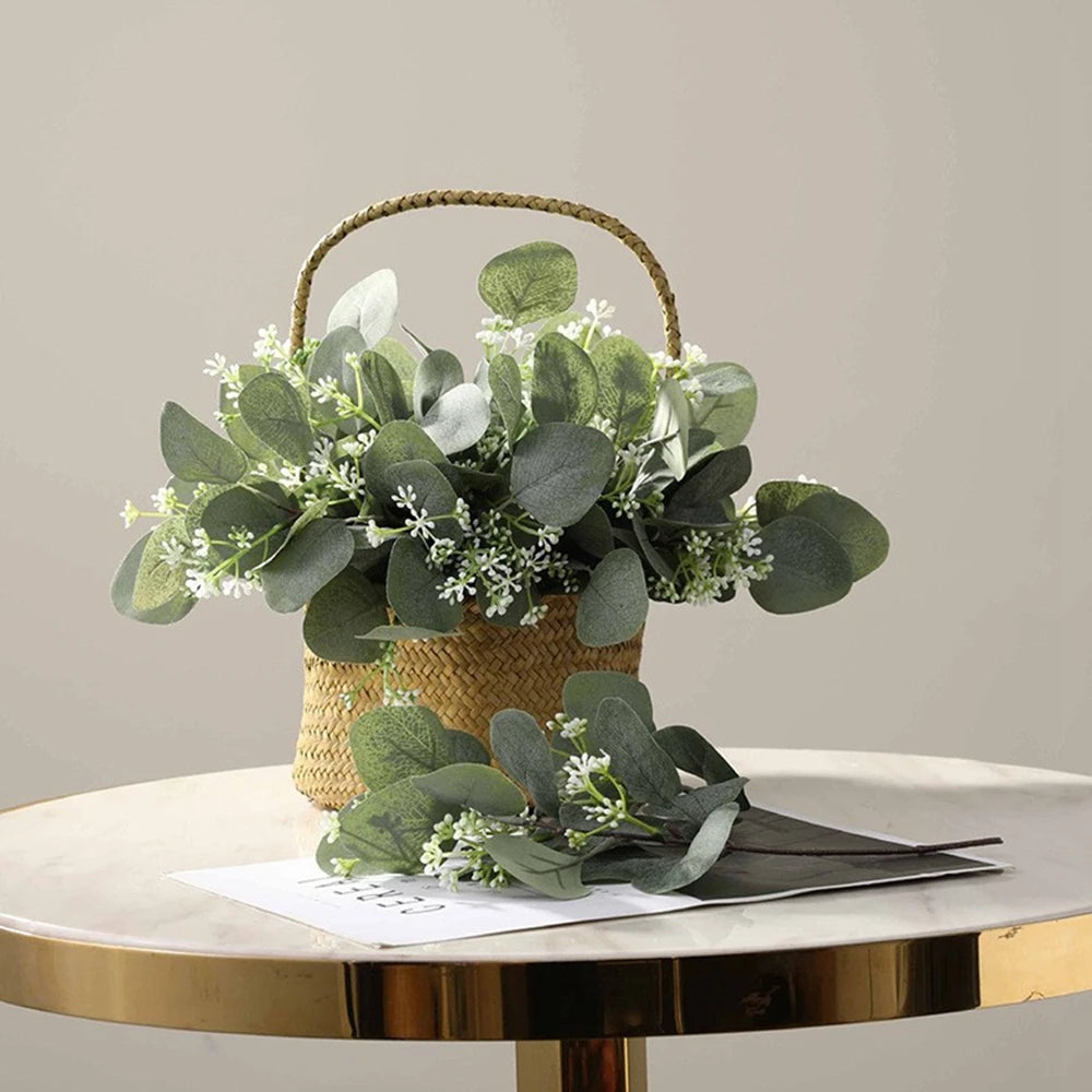 10 Pcs Mixed Artificial Oval Eucalyptus Leaves Stems and Spray for Vase Floral Wreath Bouquets Wedding Greenery Decoration 10 Pc