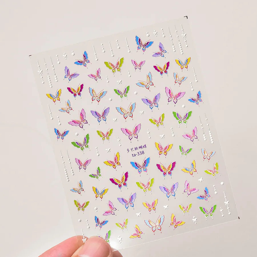 1Sheet Shell Light Nail Sticker 5D Cute Jelly Dream Water Bubble Dolphin Sticker Press On Nails Japanese Nail Decorations Decals
