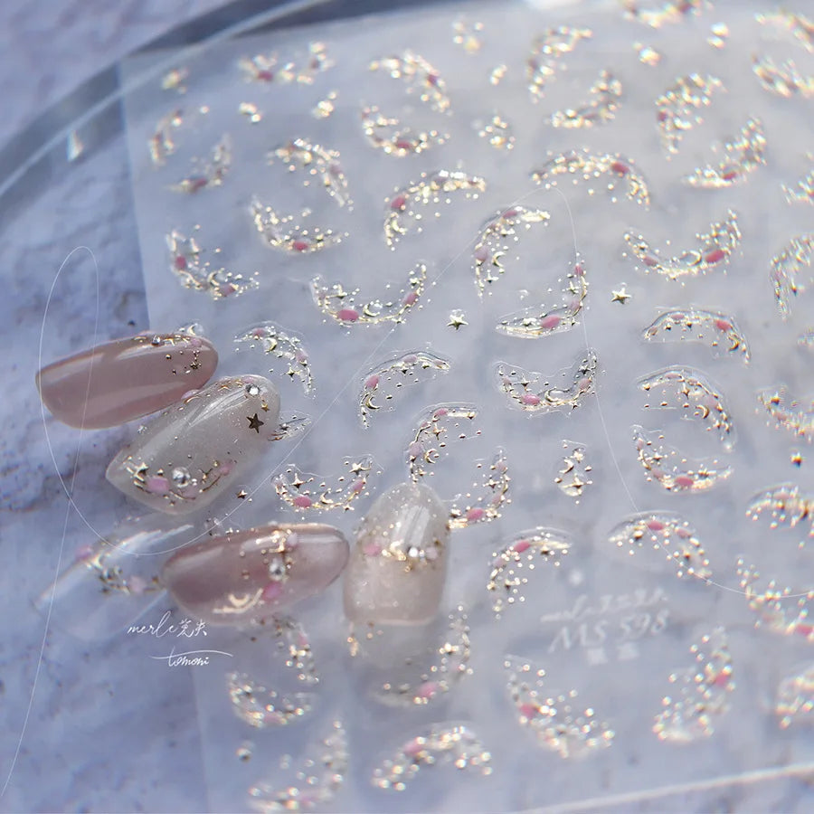 1Sheet Shell Light Nail Sticker 5D Cute Jelly Dream Water Bubble Dolphin Sticker Press On Nails Japanese Nail Decorations Decals