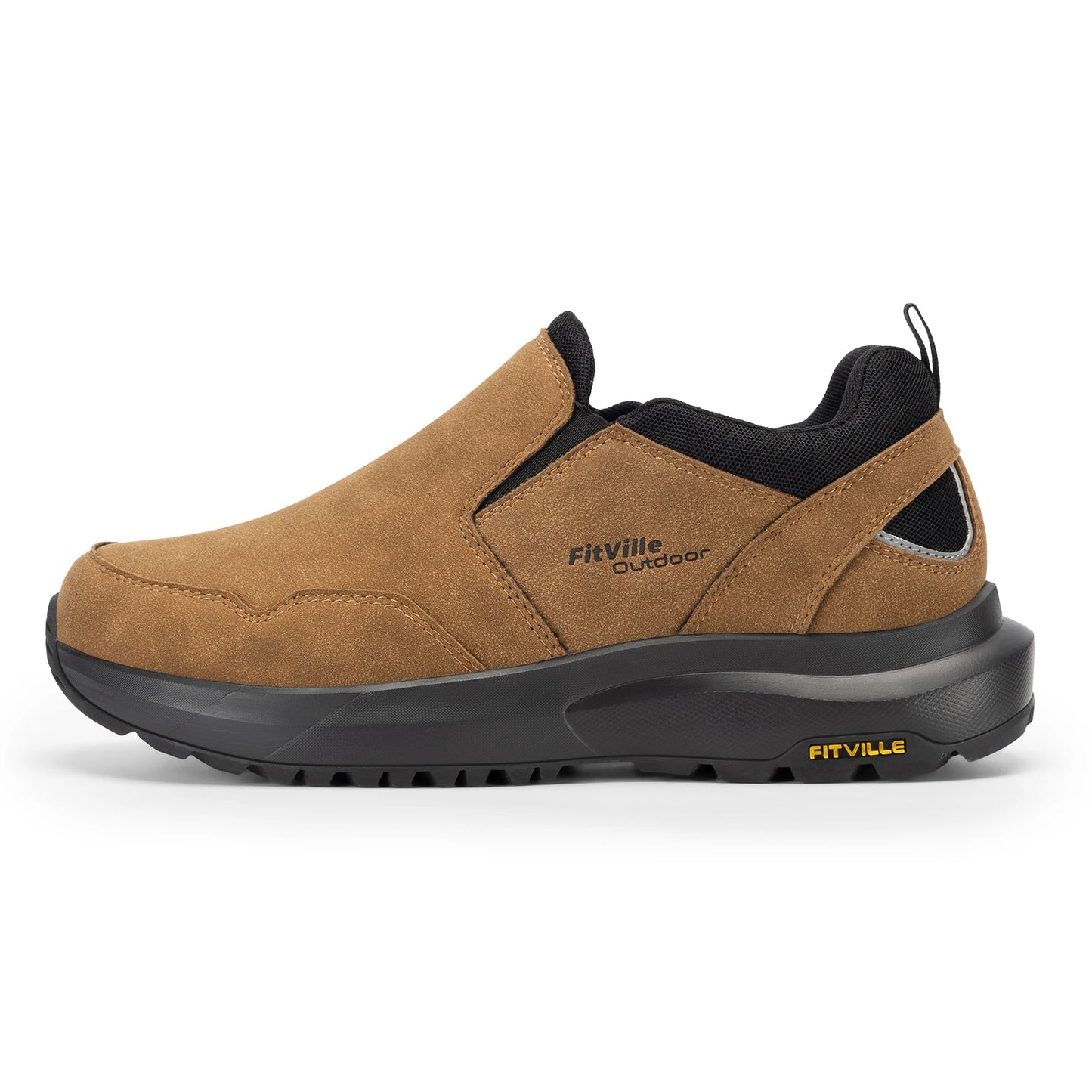 FitVille Men's Shoes Wide Hiking Comfortable Slip on Loafers Go Walking and Trekking Trails Sneakers with Arch Support