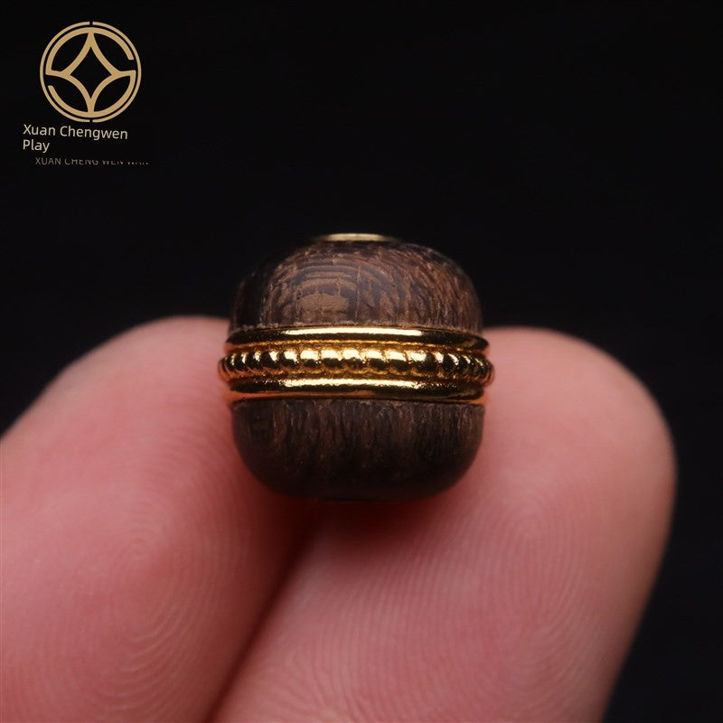 Ancient Style Gold Accessories Natural Eaglewood Old Inlaid Barrel Beads Rub Gold Scattered Beads Diqy Crafts Ornament Accessories Accessories