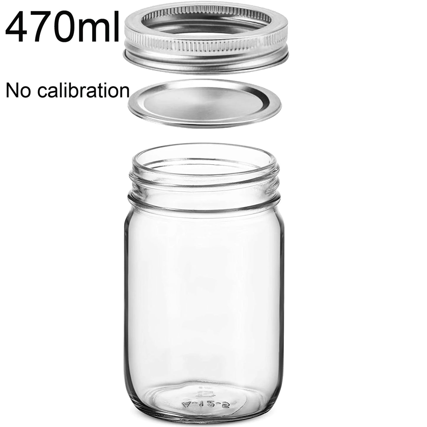 4pcs 450ml Glass Regular Mouth Mason Jars for Meal Prep, Food Storage,Canning, Drinking, Jelly, Dry Food, Spices, Salads, Yogurt