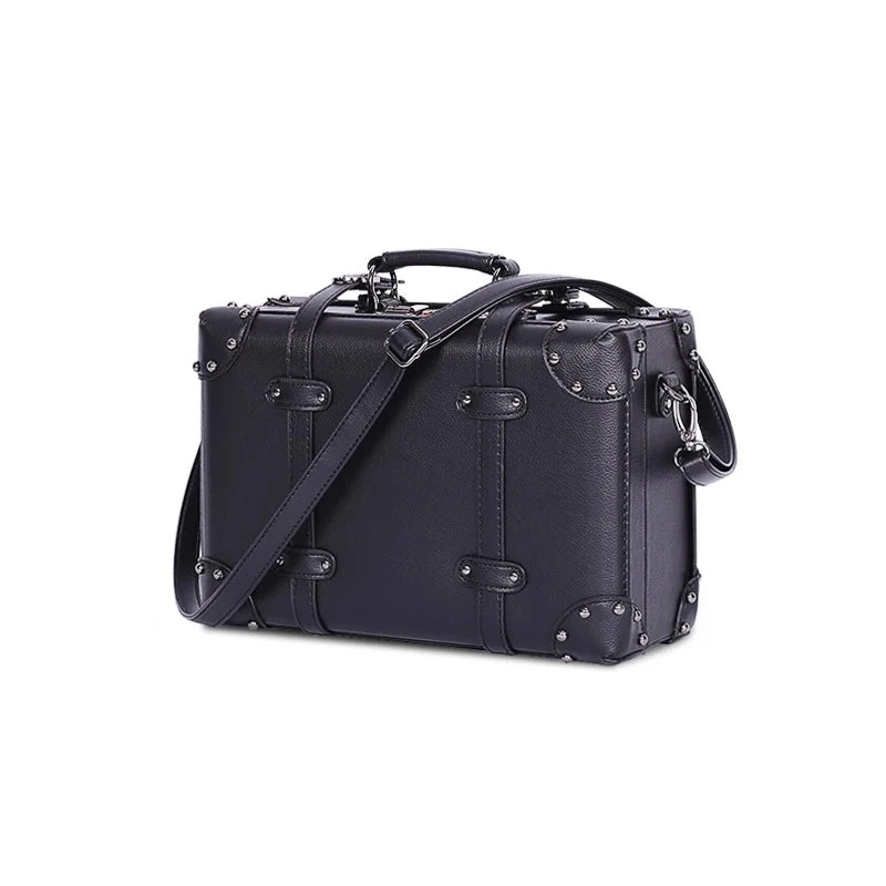 GraspDream Retro Rolling Luggage Spinner Vintage Leather Suitcase on Wheel Women Trolley Travel Bag Men Trunk Carry On Luggage