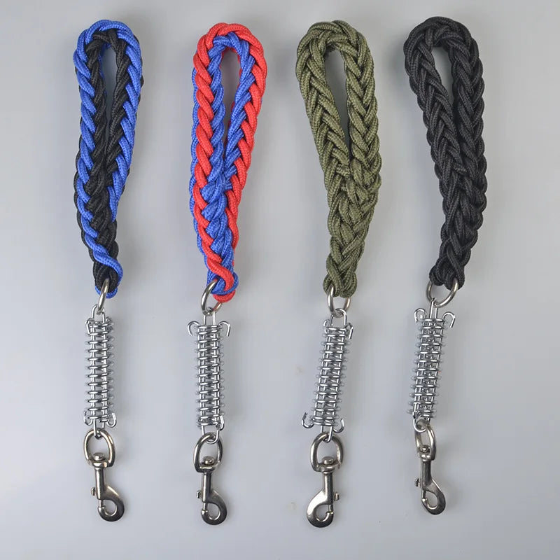 Short Explosion-Proof Pull Dog Chain, Traction Belt, Hand Made Leash, Spring Buffer, One Step Lead Rope for Medium and Large Dog