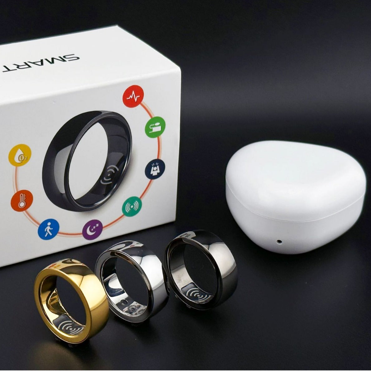 Cross-Border Hot SR300 Smart Ring Heart Rate Blood Pressure Oxygen Monitoring Mood Smart Wireless Charger Smart Ring