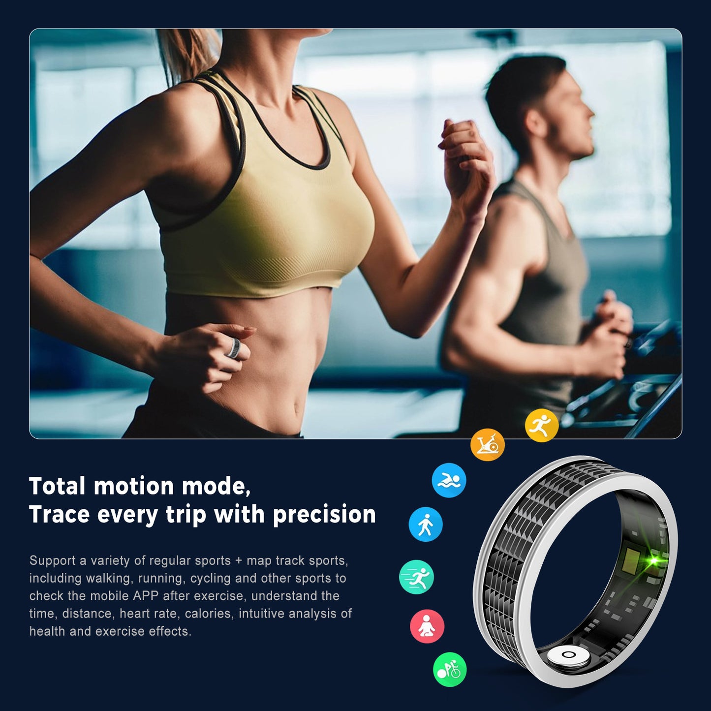 2024 Cross-Border New Smart Ring Blood Oxygen Sleep Tracking Heart Rate Blood Oxygen Pressure Monitoring Photography Sports Ring