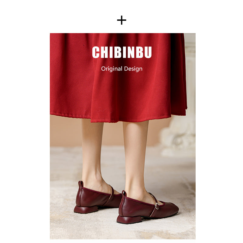 Genuine Leather French Ballet Flats Women's 2025 Spring New Arrival Flats Mary Jane Shoes Flats Square Toe Low Heel Small Leather Shoes