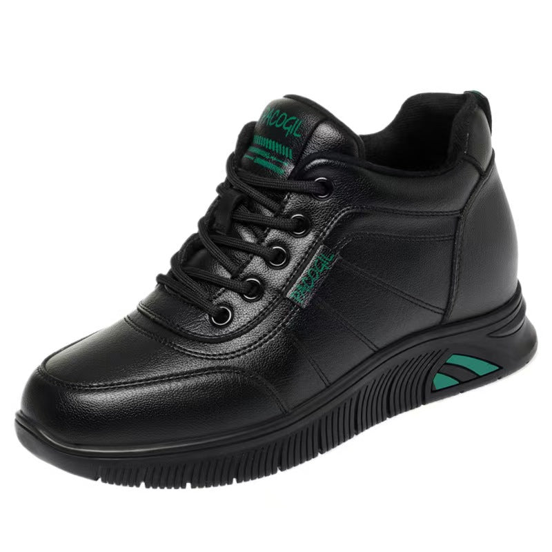 Genuine Leather Middle-Aged and Elderly Mom Shoes Women 2025 Fleece-lined Fall and Winter New Arrival Soft Bottom Non-Slip Comfortable Warm Leisure Sneaker