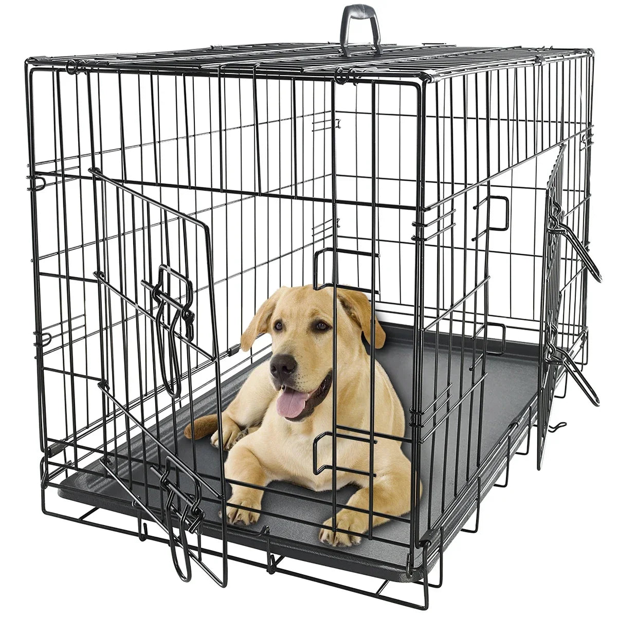 48'' Foldable Collapsible Metal Large Xxl Dog Cage Metal Kennels, Stackable Dog Cages For Large Dog, Wholesale Dog Crate