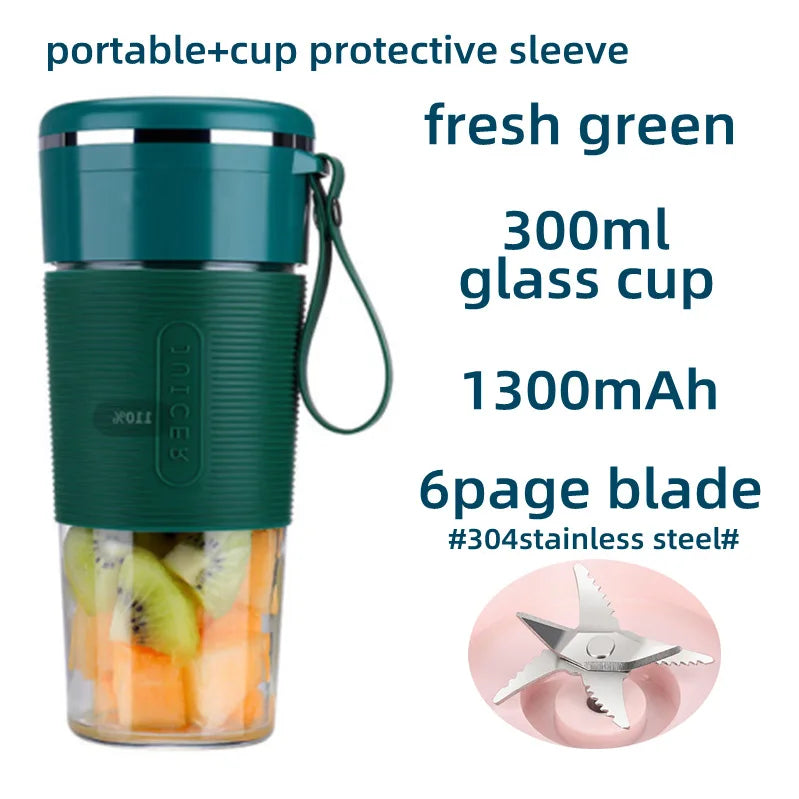 Portable Juicer Usb Rechargeable Wireless Mini Smoothie Blender Mixer Fruit Juice Maker Electric Juicer Machine Glass Cup