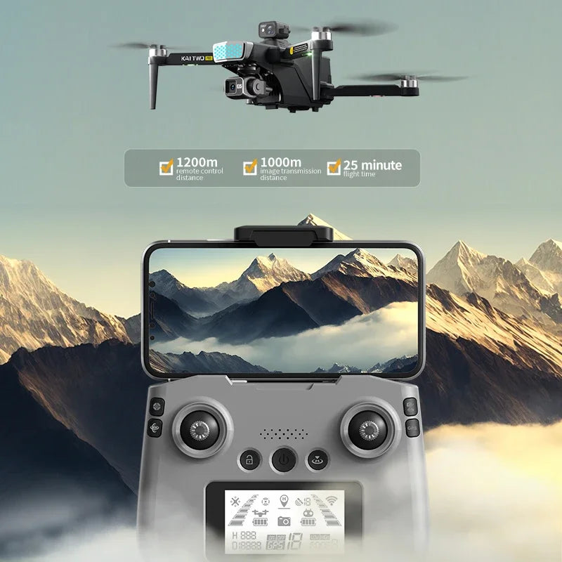 Kai 2 Pro Drone GPS 4K Profesional 3-Axis Gimbal Dual Camera 5G WIFI RC Obstacle Avoidance Brushless Motor Foldable Quadcopter