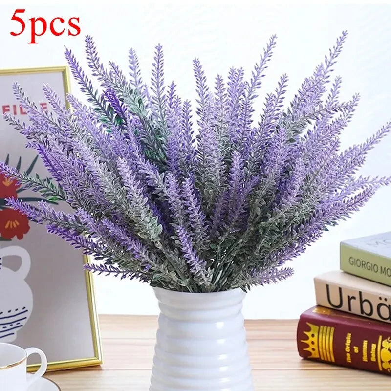 5Pcs Artificial Lavender Fake Flower Wedding Romantic Provence Decor Nordic Style Vase Storage Home Decor Bouquetl