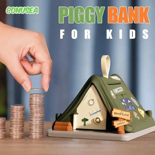 Creative Tent Piggy Bank Cartoon Moneybox Piggybank Kids Toys Saving Coins Cash Atm Children's Toys Christmas Birthday Gifts
