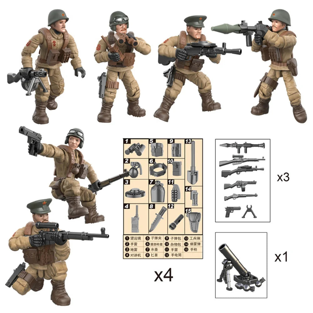 2024 World War 2 WW2 Army Military Soldiers SWAT Special Force Figures Model Building Blocks Bricks Children's Toys Gift
