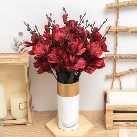 High Quality Artificial Bouquet Magnolia Christmas Home Decoration Fake Floral Wedding Arrangement DIY Party Vase Accessories