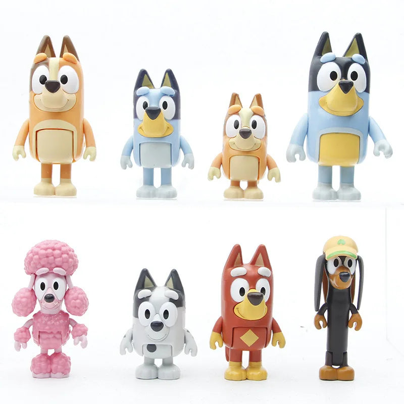 8/12pcs Bluey Model Ornaments Bingo Joint Toy Mini Pvc Character Ornaments Christmas Children's Toys Gifts Holiday Gift Model