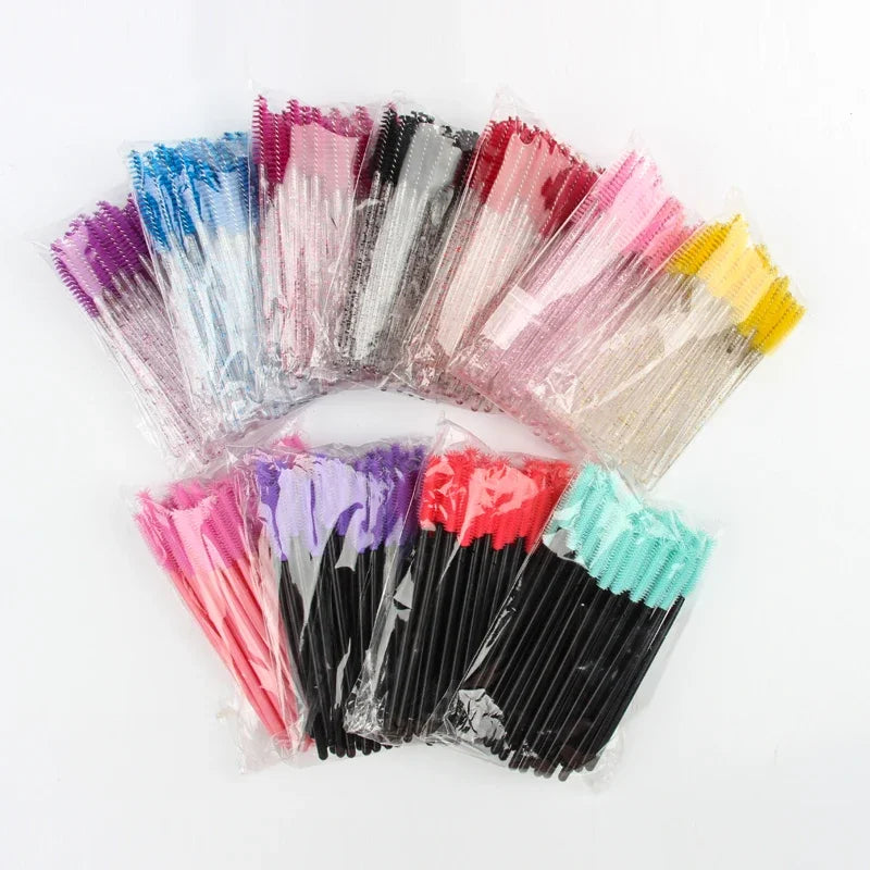 HOT 5/25/50pcs Lashes Brush Wholesale Mascara Wands Applicator Crystal Eyelash Brushes False Eyelashes Extensions Makeup Tools