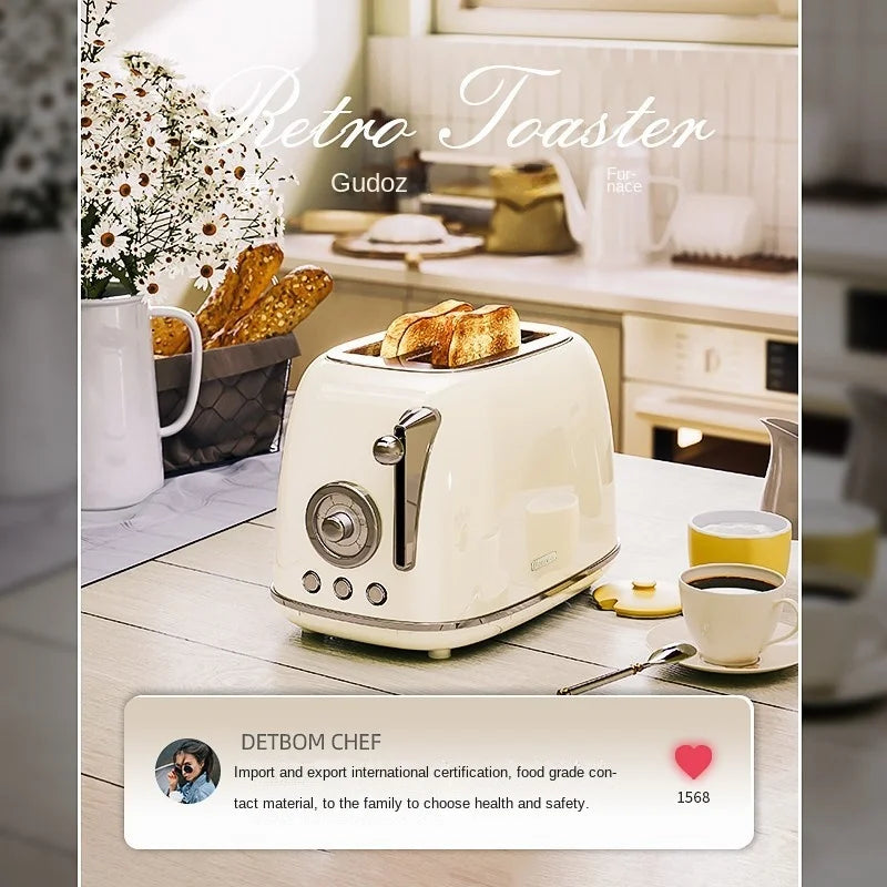 Retro Toaster Oven Toaster Home Automatic Heating Multifunction Breakfast Machine Nourriture Home Meal Prep News Cutlery