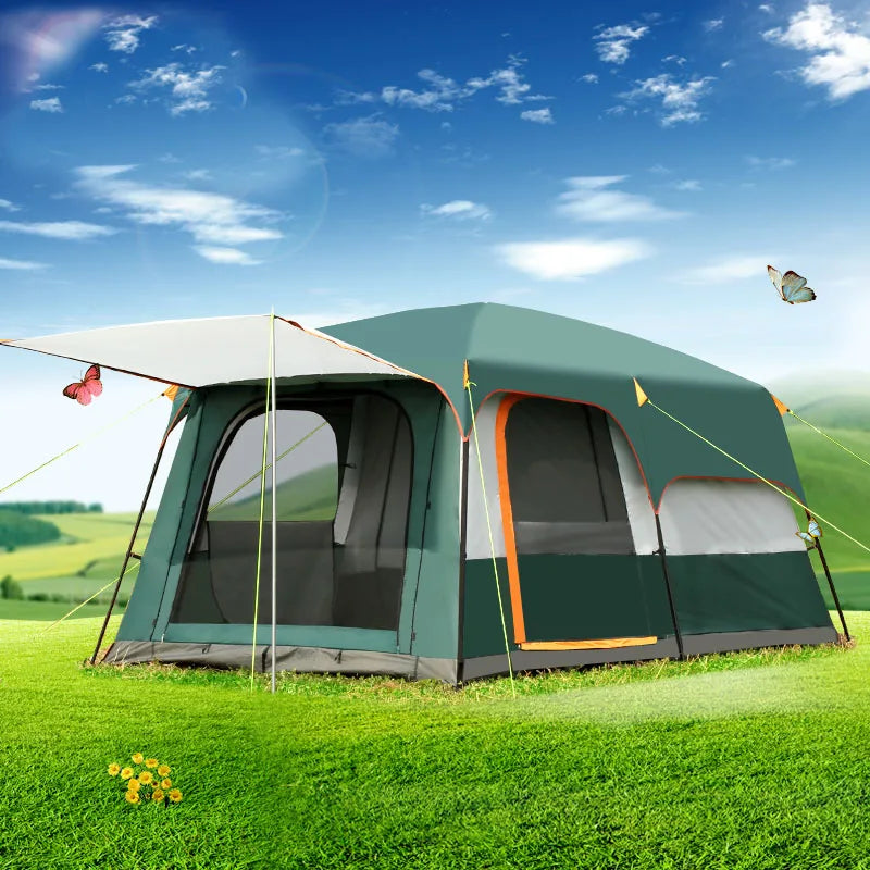 Medium Size 5-8Persons 1Sleeping Room 1Hall Tent Double Layers Outdoor Camping Tourist Family Rainproof Sunscreen Luxury Pergola