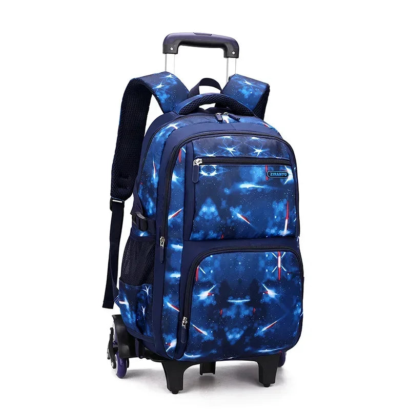 Kids School Bag With Wheels Rolling Backpack for Boy Wheeled School Bag 6 Wheels Trolley Bookbag Carry on Luggage with Lunch Bag